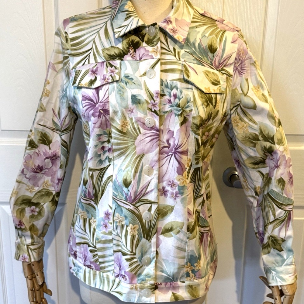 White Floral Women's Jacket Alfred Dunner Jacket Coat Size 10